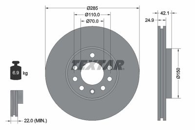 Тормозной диск TEXTAR 92118705 для CADILLAC BLS