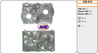 AHE 329.014 Вентилятор системы охлаждения двигателя  для SUZUKI GRAND VITARA (Сузуки Гранд витара)