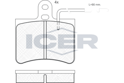 комплект спирачно феродо, дискови спирачки ICER 180136