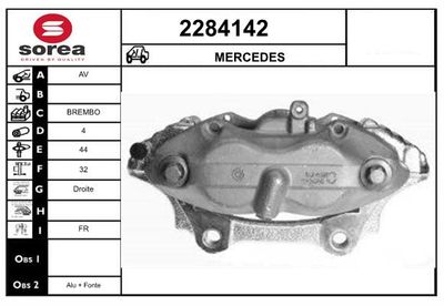 EAI 2284142 Тормозной суппорт  для MERCEDES-BENZ S-CLASS (W221) S 350 CDI