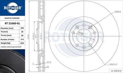 спирачен диск ROTINGER RT 21660-GL