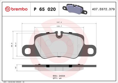 Комплект тормозных колодок, дисковый тормоз P 65 020