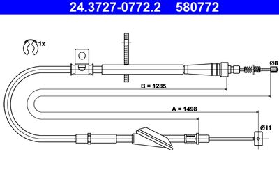 Тросик, cтояночный тормоз ATE 24.3727-0772.2 для OPEL AGILA