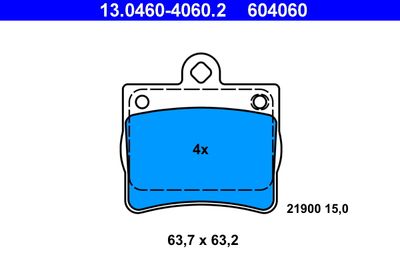 Комплект тормозных колодок, дисковый тормоз ATE 13.0460-4060.2 для MERCEDES-BENZ C-CLASS