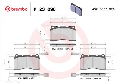 Brake Pad Set, disc brake P 23 098