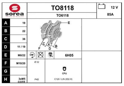 GENERATOR / ALTERNATOR SNRA TO8118