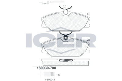 180930-700 ICER Комплект тормозных колодок, дисковый тормоз