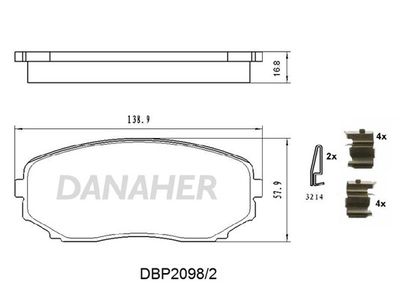Комплект тормозных колодок, дисковый тормоз DANAHER DBP2098/2 для MAZDA CX-9