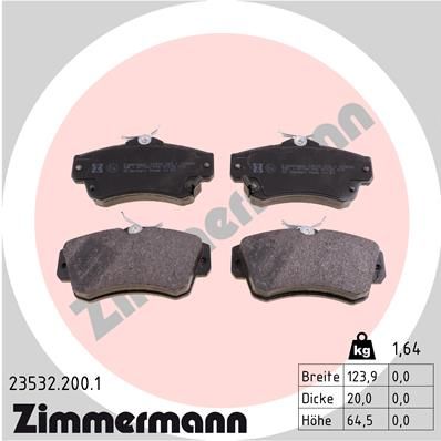 Комплект тормозных колодок, дисковый тормоз ZIMMERMANN 23532.200.1 для CHRYSLER PT CRUISER
