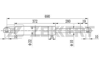 Газовая пружина, крышка багажник ZEKKERT GF-1039 для NISSAN KUBISTAR