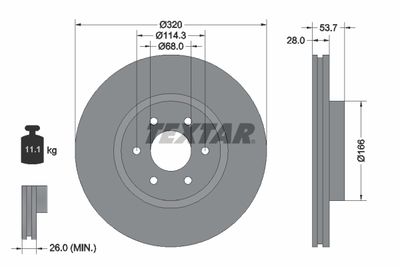 Тормозной диск TEXTAR 92296503 для MERCEDES-BENZ X-CLASS