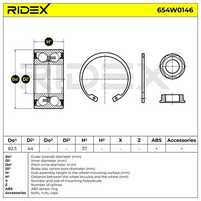 комплект колесен лагер RIDEX 654W0146