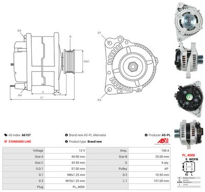GENERATOR / ALTERNATOR AS-PL A6157 4