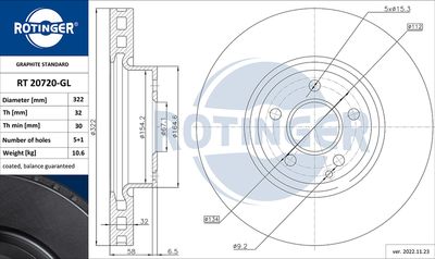 спирачен диск ROTINGER RT 20720-GL