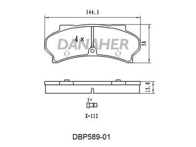 Комплект тормозных колодок, дисковый тормоз DANAHER DBP589-01 для PEUGEOT J9