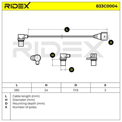импулсен датчик, колянов вал RIDEX 833C0004