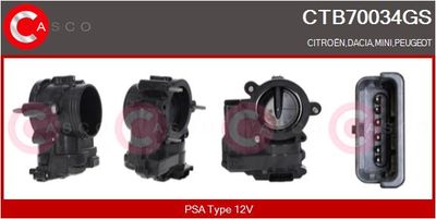 Hrdlo škrticí klapky CASCO CTB70034GS