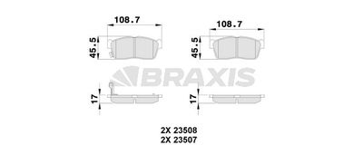Комплект тормозных колодок, дисковый тормоз BRAXIS AB0117 для SUZUKI ALTO