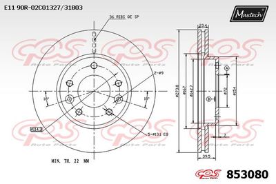 MAXTECH 853080 Тормозные диски  для KIA CARNIVAL II (GQ) 2.5 V6