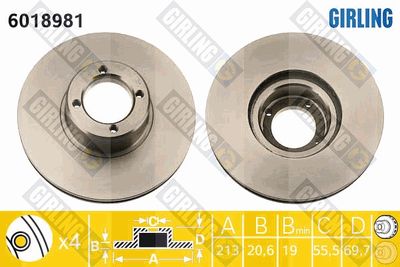Тормозной диск GIRLING 6018981 для RELIANT SCIMITAR