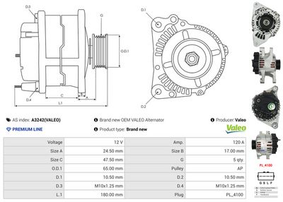 GENERATOR / ALTERNATOR AS-PL A3242VALEO 4