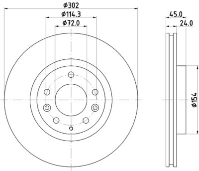 Тормозной диск HELLA 8DD 355 120-301 для MAZDA RX-8