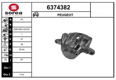 STARTCAR 6374382 Тормозной суппорт  для PEUGEOT 406 купе (8C) 2.0 16V