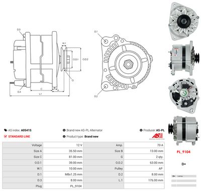 GENERATOR / ALTERNATOR AS-PL A0541S 4