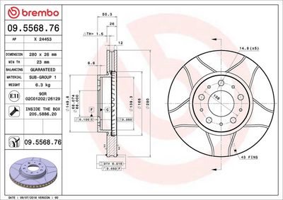 BREMSSCHEIBE BREMBO 09556876 1