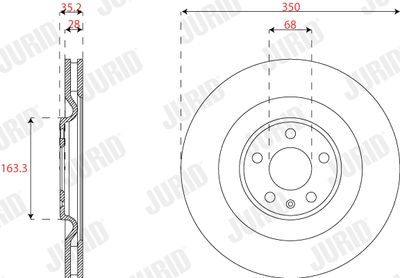 Тормозной диск JURID 563225JC для AUDI Q8