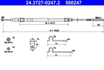 Cable Pull, parking brake 24.3727-0247.2