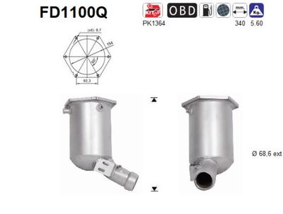 Filtr sadzy / filtr cząstek stałych, układ wydechowy AS FD1100Q