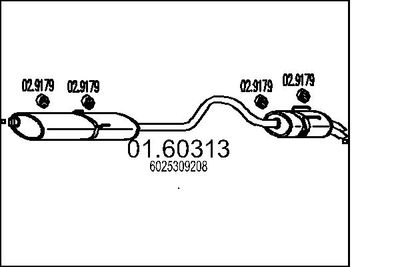 MTS 01.60313 Глушитель выхлопных газов  для RENAULT ESPACE III (JE0_) 3.0 V6 24V (JE0G, JE0R)
