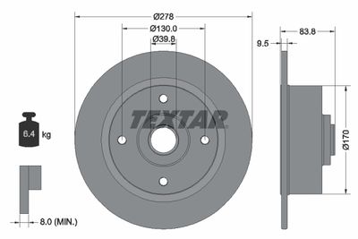 Тормозной диск TEXTAR 92010300 для VW KAEFER