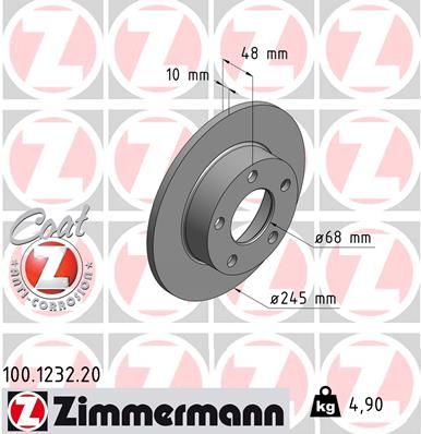 100.1232.20 ZIMMERMANN Тормозной диск