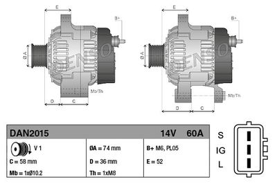 Generator / Alternator DENSO DAN2015