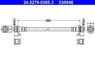 Тормозной шланг ATE 24.5279-0305.3 для SUZUKI SPLASH