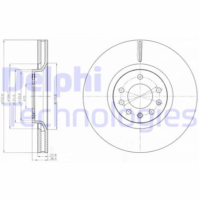 DELPHI BG4185C Тормозные диски  для OPEL ASTRA H GTC (A04) 2.0 Turbo (L08)