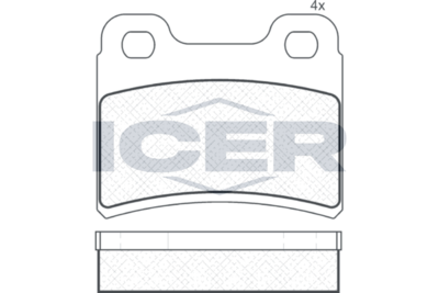 комплект спирачно феродо, дискови спирачки ICER 180938