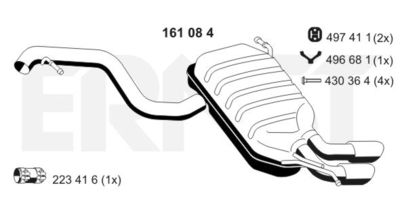Глушитель выхлопных газов конечный ERNST 161084 для VW TIGUAN