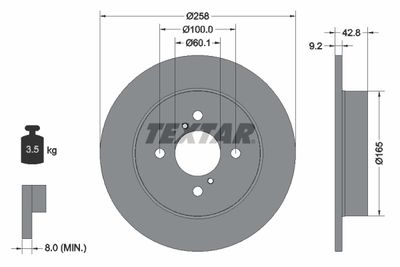 Тормозной диск TEXTAR 92227903 для SUZUKI IGNIS