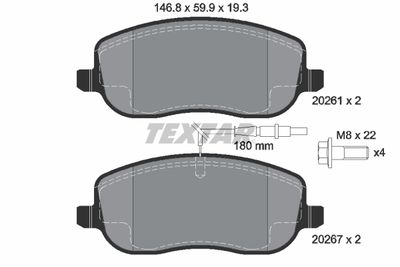 Комплект тормозных колодок, дисковый тормоз TEXTAR 2026101 для FIAT SCUDO