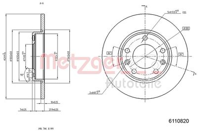 Tarcza hamulcowa METZGER AUTOTEILE 6110820