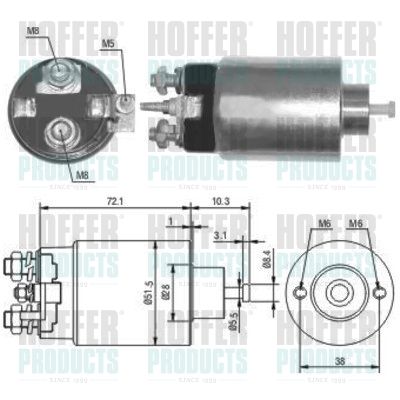 Тяговое реле, стартер HOFFER 46141 для JEEP GRAND CHEROKEE
