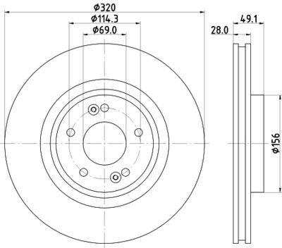 Тормозной диск HELLA 8DD 355 125-121 для HYUNDAI GRAND SANTA FE