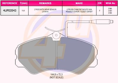 Комплект тормозных колодок, дисковый тормоз 4u 4UP03543 для PEUGEOT J5