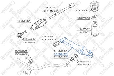 носач, окачване на колелата STELLOX 57-61007-SX