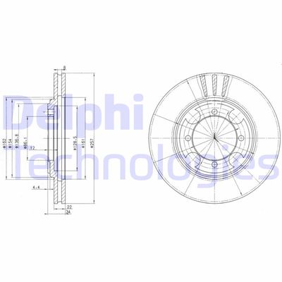 Тормозной диск DELPHI BG2628 для HYUNDAI LANTRA