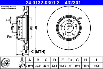 Тормозной диск ATE 24.0132-0301.2 для MERCEDES-BENZ GLC