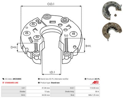 Usměrňovač, generátor AS-PL ARC5300S